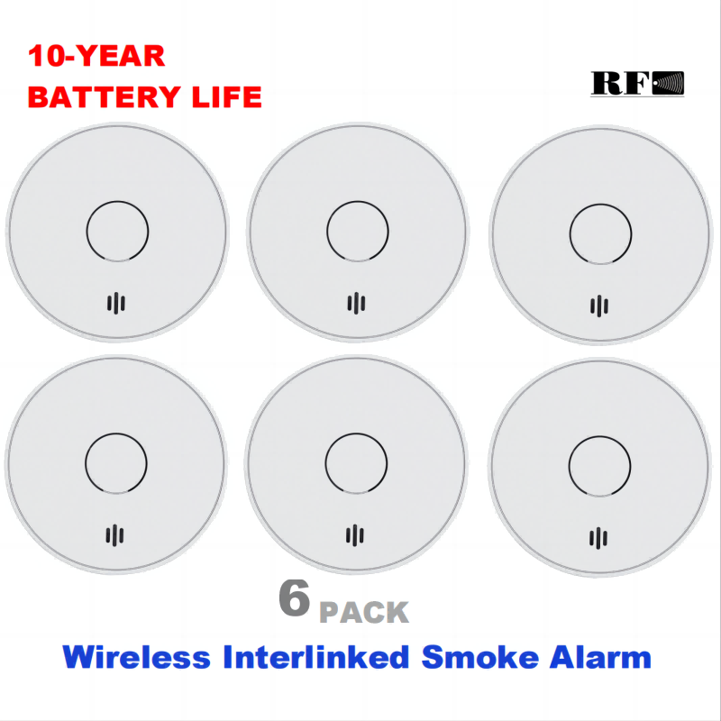 Smoke Detector Interconnected - Wireless Interlinked Smoke Alarm 10 Years