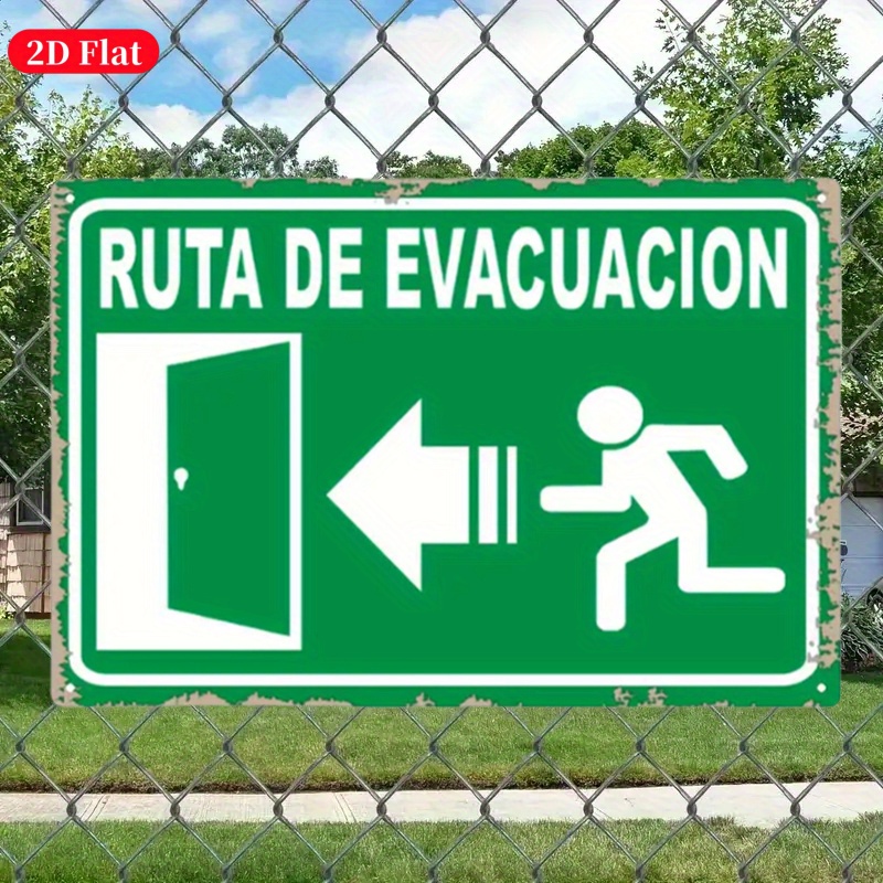 Emergency Exit Sign - （2D Tin painting）Vintage Metal Emergency Exit
