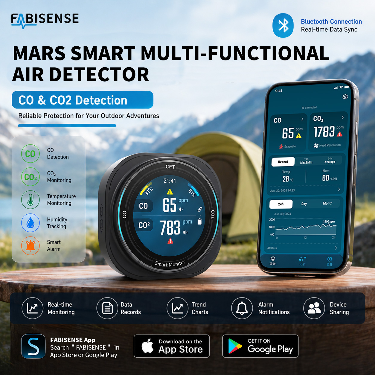 FABISENSE Portable Air Quality - đánh giá và giá Co Detector Plug