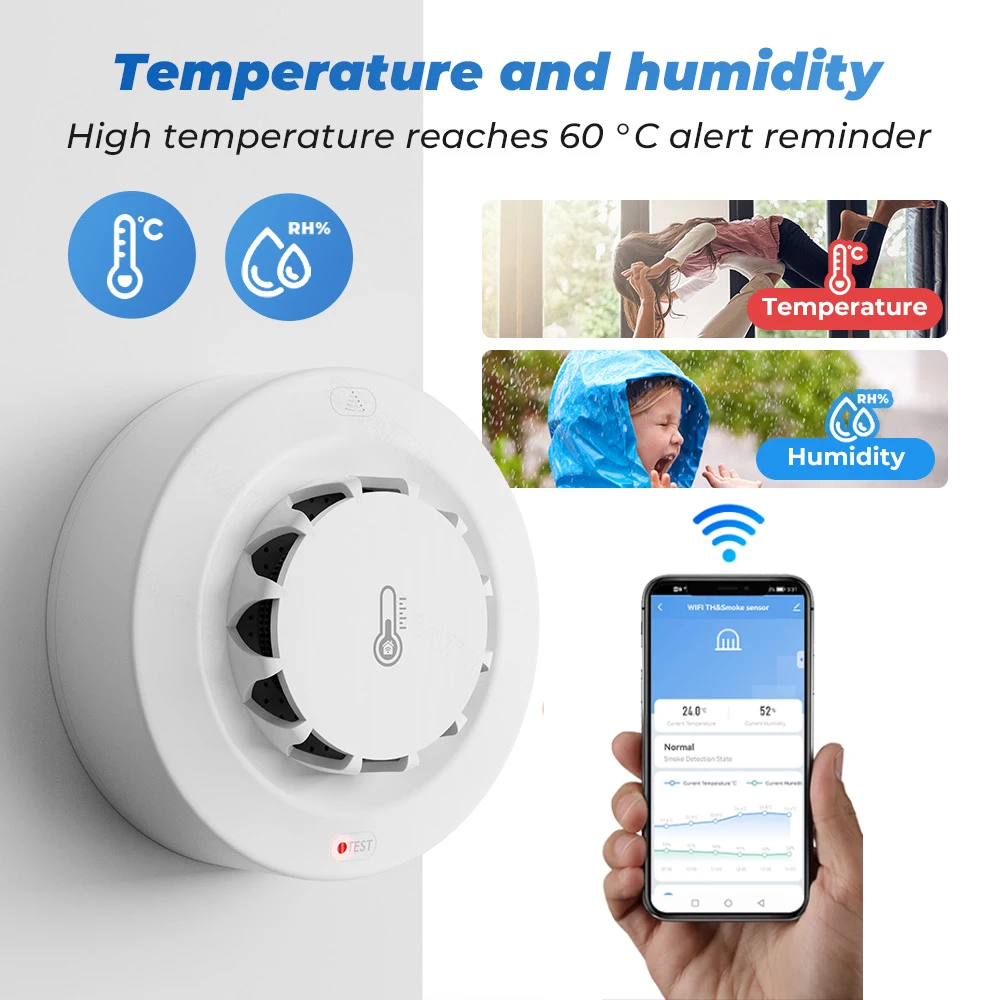 Tuya Wifi BT Two Connection Sm - đánh giá và giá Smoke Detector Interconnected