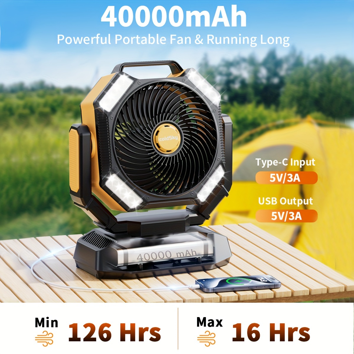 coldSky  Camping Fan, Battery  - đánh giá và giá Power Outage Light