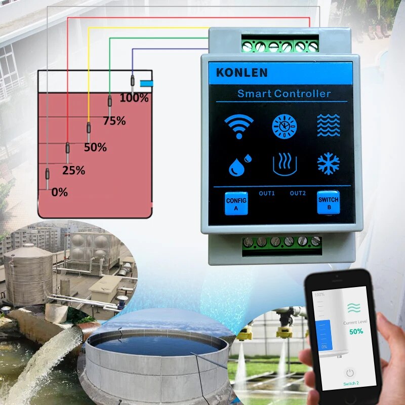 KONLEN Tuya Water Level Sensor - đánh giá và giá Water Alarm Sensor