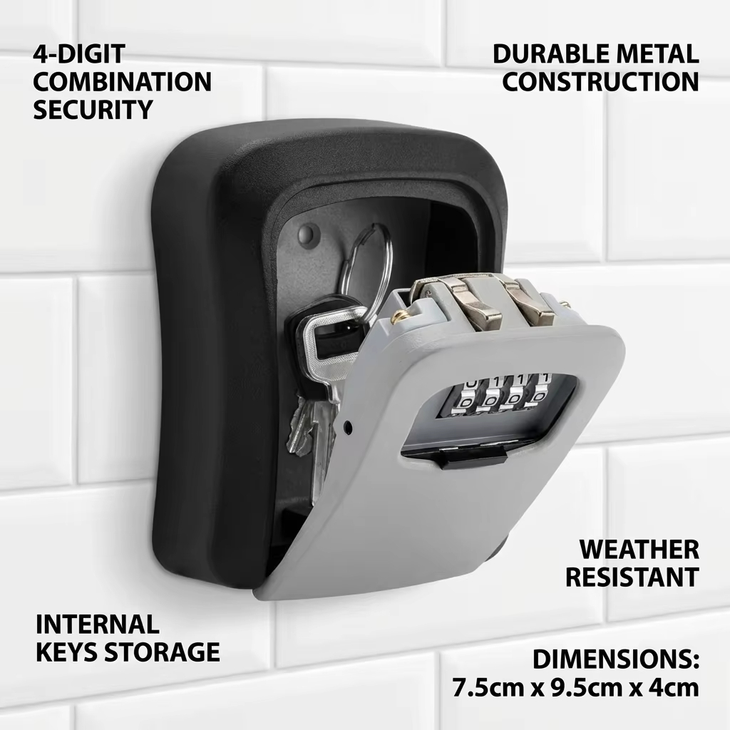Wall Mount Key Lock Box 4 Digi - đánh giá và giá Lockbox Key Secure
